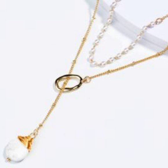 Multi-Strand Pearl Drop Necklace - Picture 3 of 3